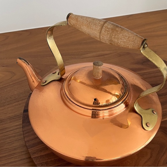 COPRAL Vintage Copper Tea Pot Kettle Made Portugal Shabby Chic Cabincore Decor - Picture 9 of 16